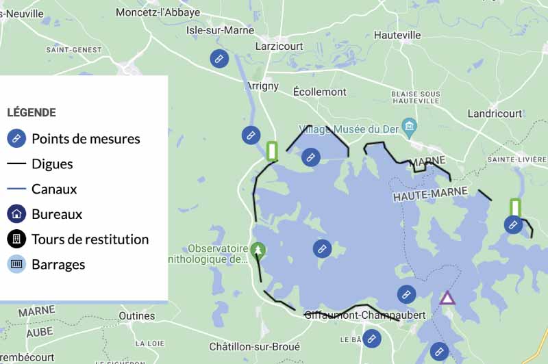 histoire du lac du der, évolution du niveau de l'eau